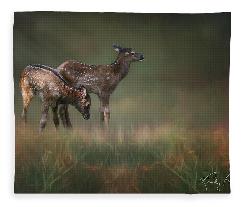Elk Calf Fleece Blanket featuring the photograph Elk Calves by Randall Allen