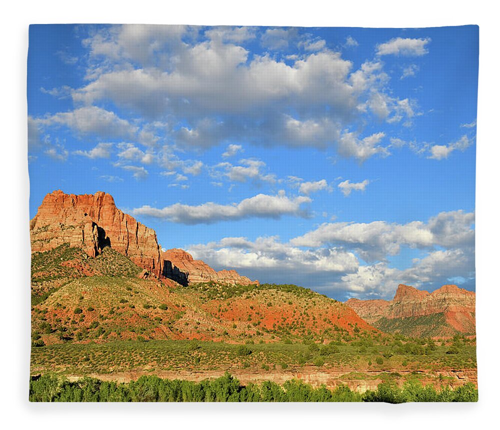 Zion National Park Fleece Blanket featuring the photograph End of the Day over Zion National Park South by Ray Mathis