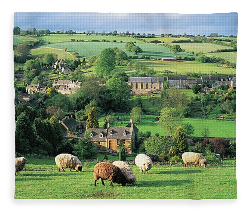 Scenics Fleece Blanket featuring the photograph England, Gloucestershire,  Cotswolds by Peter Adams