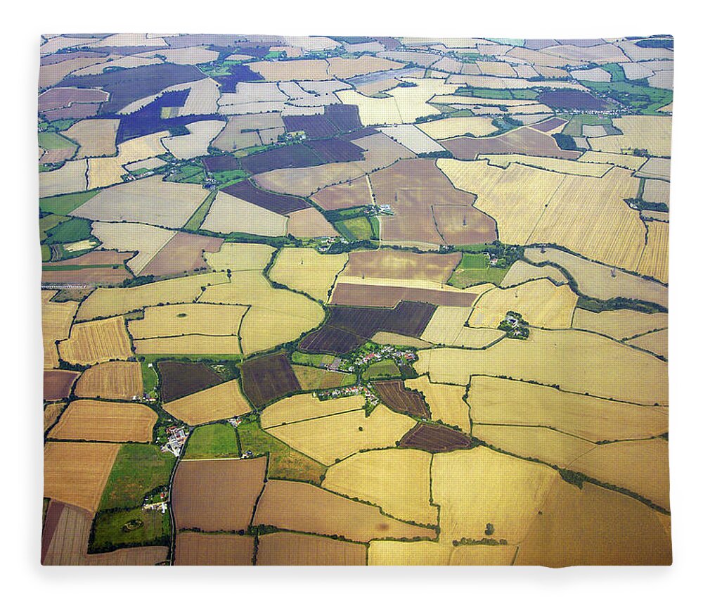 Environmental Conservation Fleece Blanket featuring the photograph English Countryside Aerial View by Rosmarie Wirz