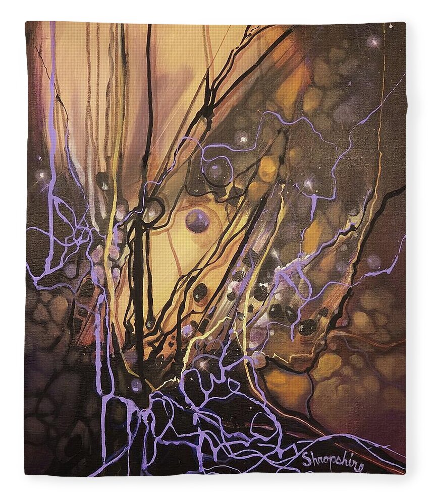 Abstract Fleece Blanket featuring the painting Entanglements by Tom Shropshire