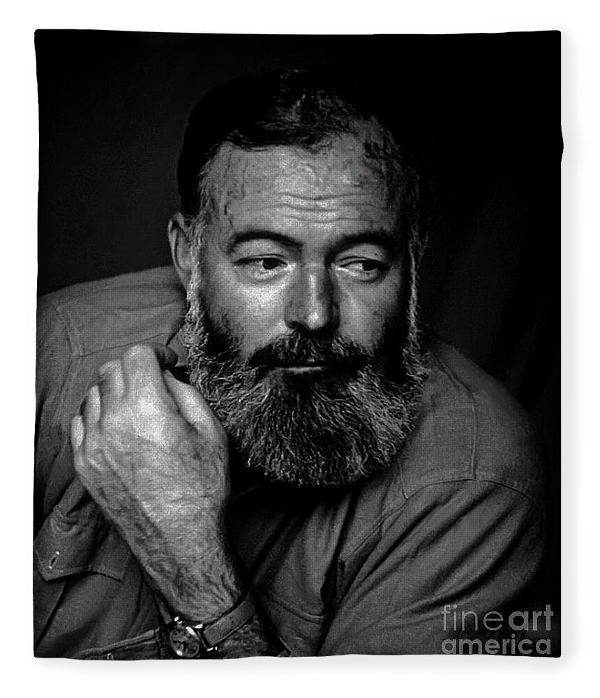 Hemingway Fleece Blanket featuring the photograph Ernest Hemingway by Doc Braham