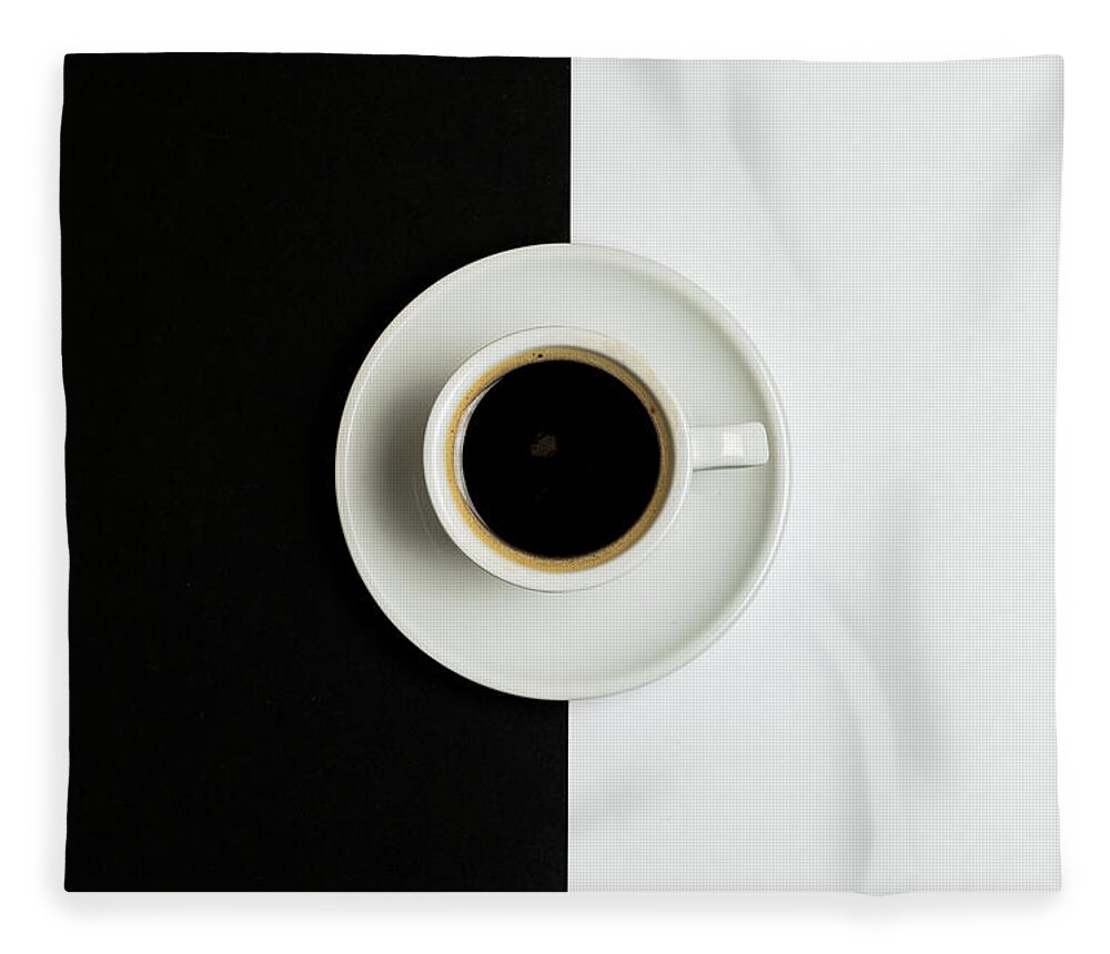 Coffee Fleece Blanket featuring the photograph Espresso coffee on a white pot by Michalakis Ppalis