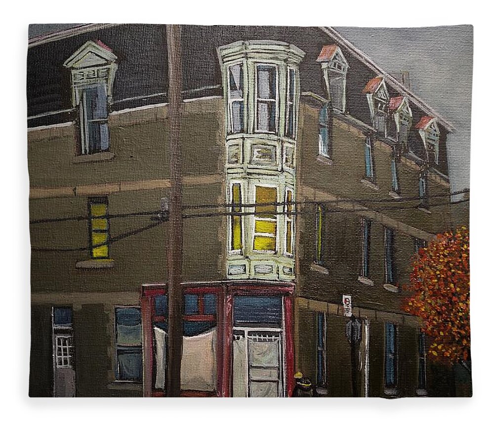 City Scenes Fleece Blanket featuring the painting Evening Walk by Reb Frost