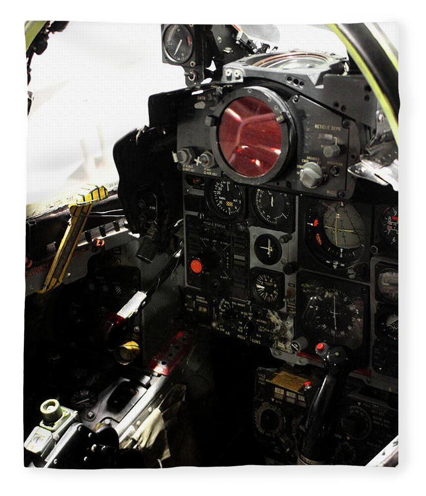 Cockpit Fleece Blanket featuring the photograph F 4 Phantom Cockpit by Doc Braham