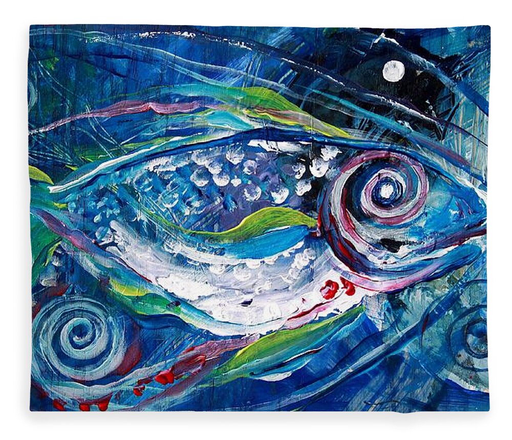 Fish Fleece Blanket featuring the painting Face Your Chaos by J Vincent Scarpace