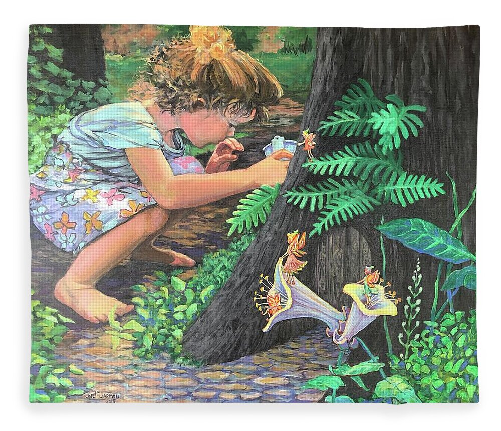 Child Fleece Blanket featuring the painting Fairy World by Jeanette Jarmon