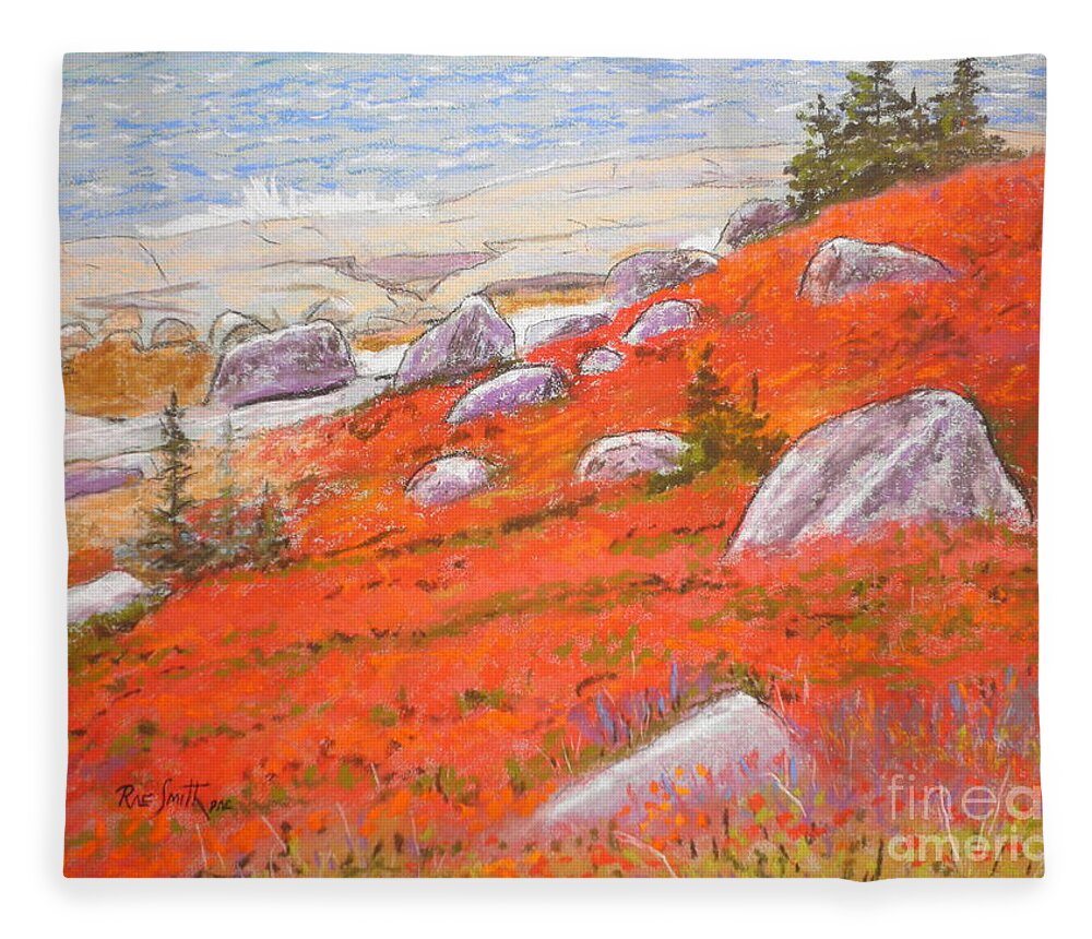 Pastels Fleece Blanket featuring the pastel Fall at Peggy's Cove by Rae Smith PAC