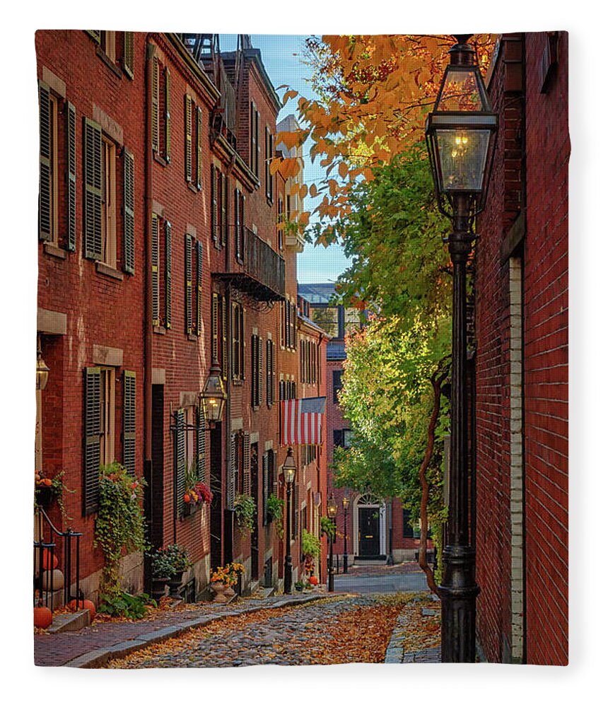 Boston Fleece Blanket featuring the photograph Fall in Beacon Hill by Kristen Wilkinson