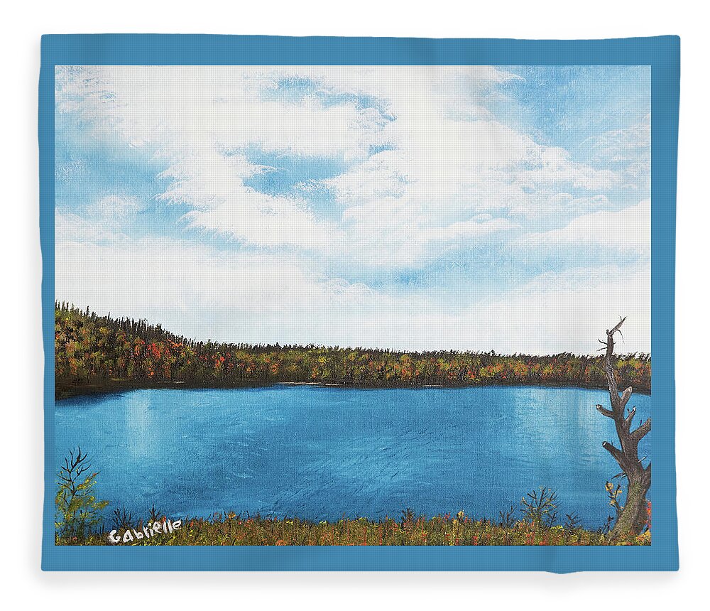 Landscape Fleece Blanket featuring the painting Fall In Itasca by Gabrielle Munoz