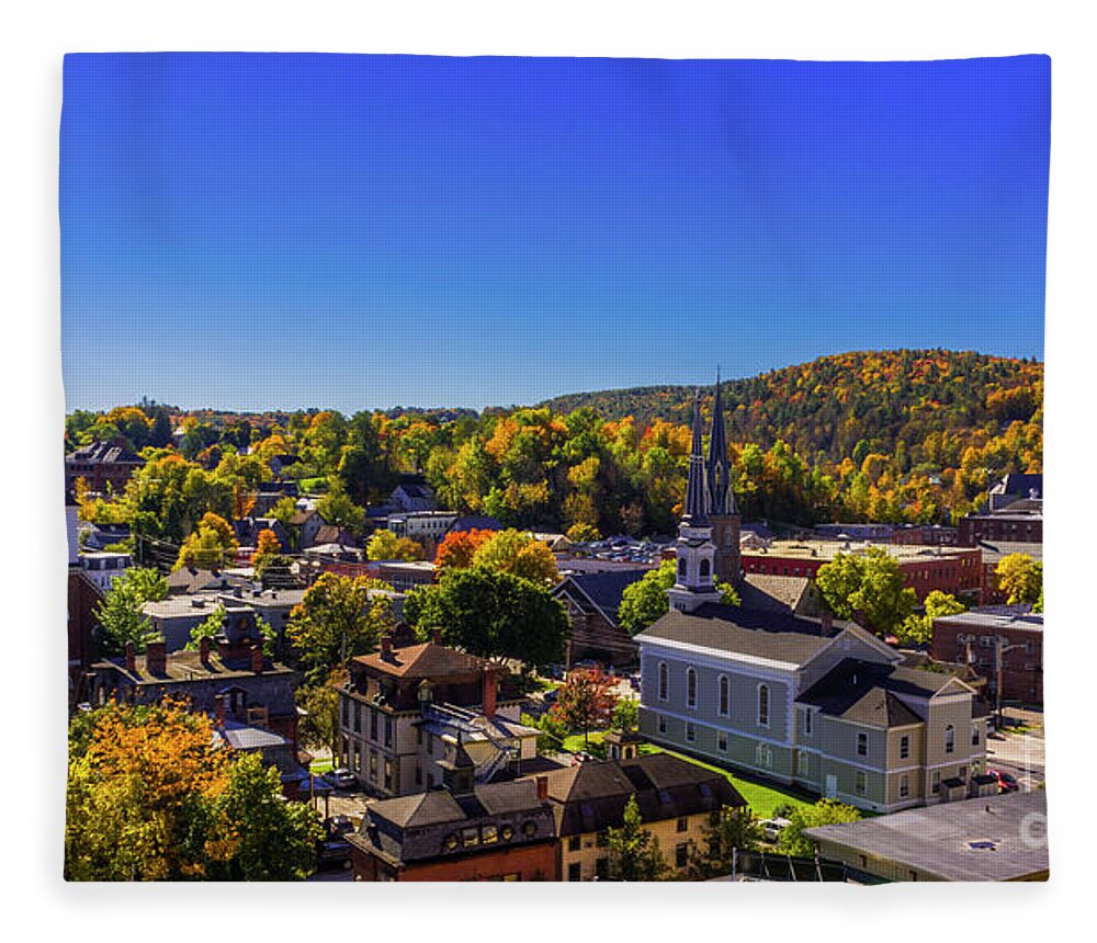 Vermont Fleece Blanket featuring the photograph Fall morning in Montpelier by Scenic Vermont Photography