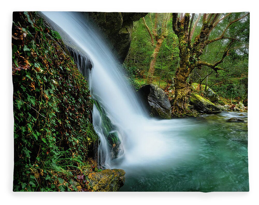 Greece Fleece Blanket featuring the photograph Fall Of The Flow by Elias Pentikis