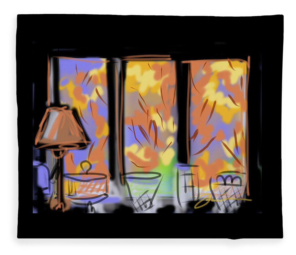 Fall Fleece Blanket featuring the painting Fall Windows by Jean Pacheco Ravinski