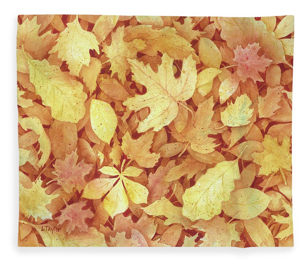 Fall Fleece Blanket featuring the painting Fallen Leaves by Lori Taylor