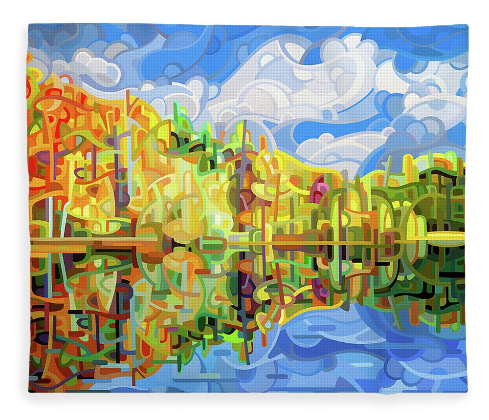 Abstract Fleece Blanket featuring the painting Falling by Mandy Budan
