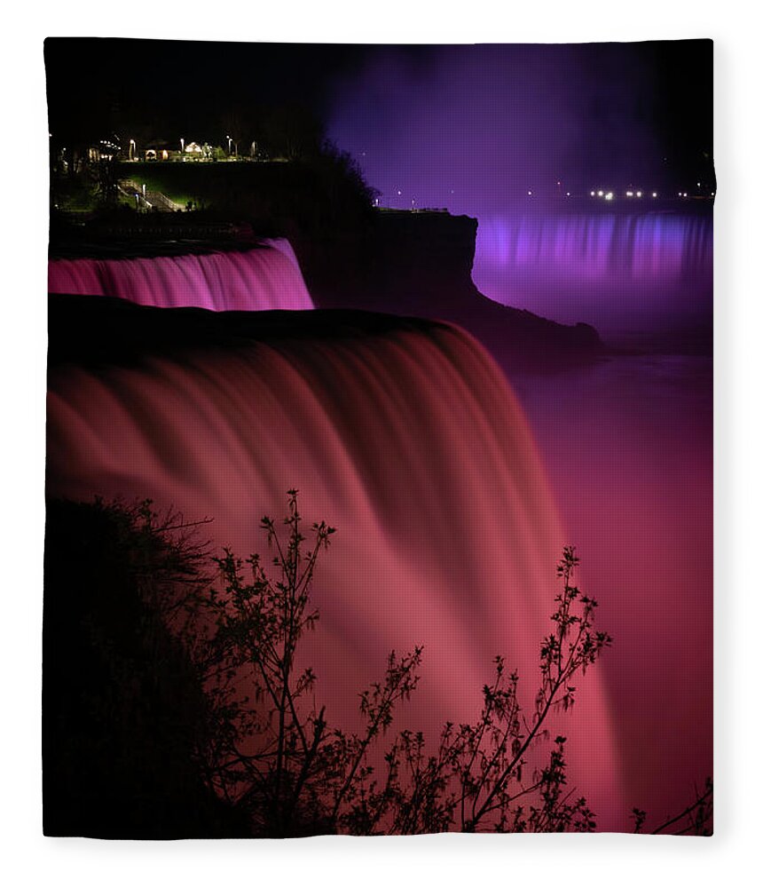 Niagara Falls Fleece Blanket featuring the photograph Falls in Red by Vicky Edgerly
