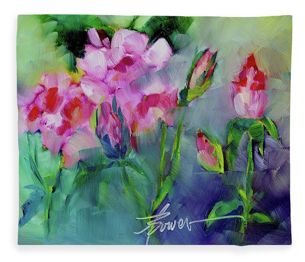 Roses Fleece Blanket featuring the painting Fantasy by Adele Bower
