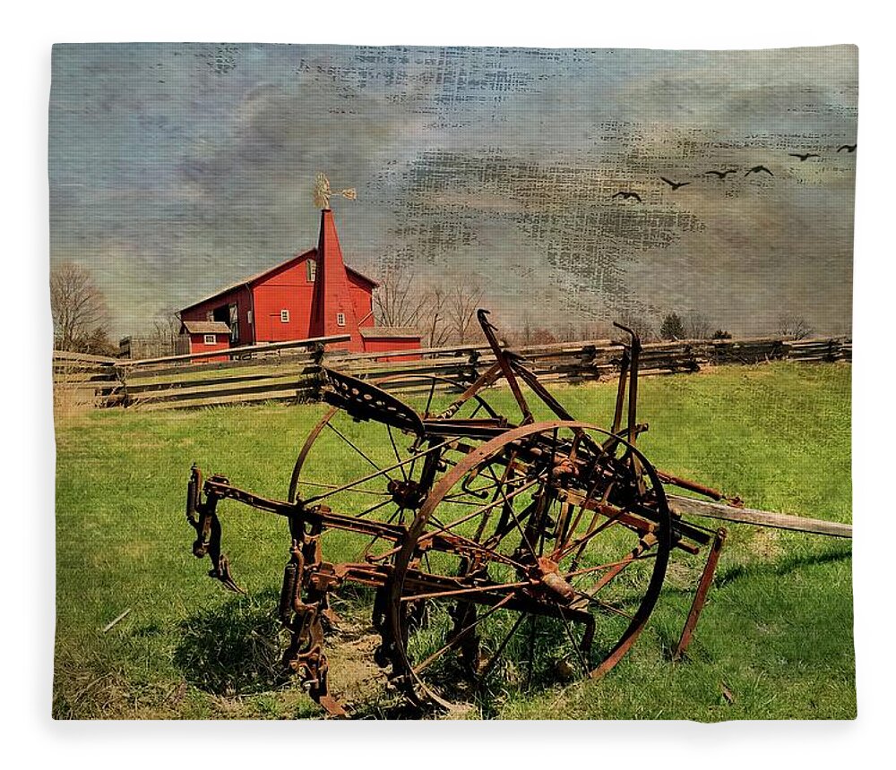  Fleece Blanket featuring the photograph Farming in the 1880s by Jack Wilson