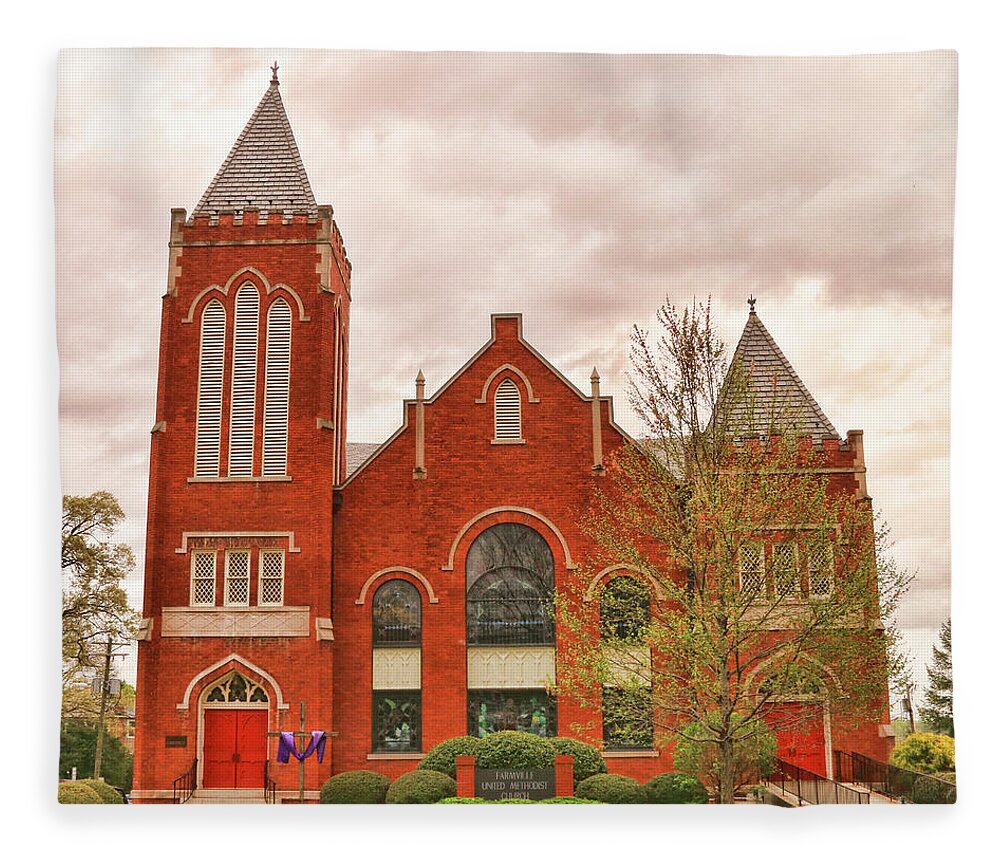 Church Fleece Blanket featuring the photograph Farmville United Methodist Church Farmville Virginia by Ola Allen