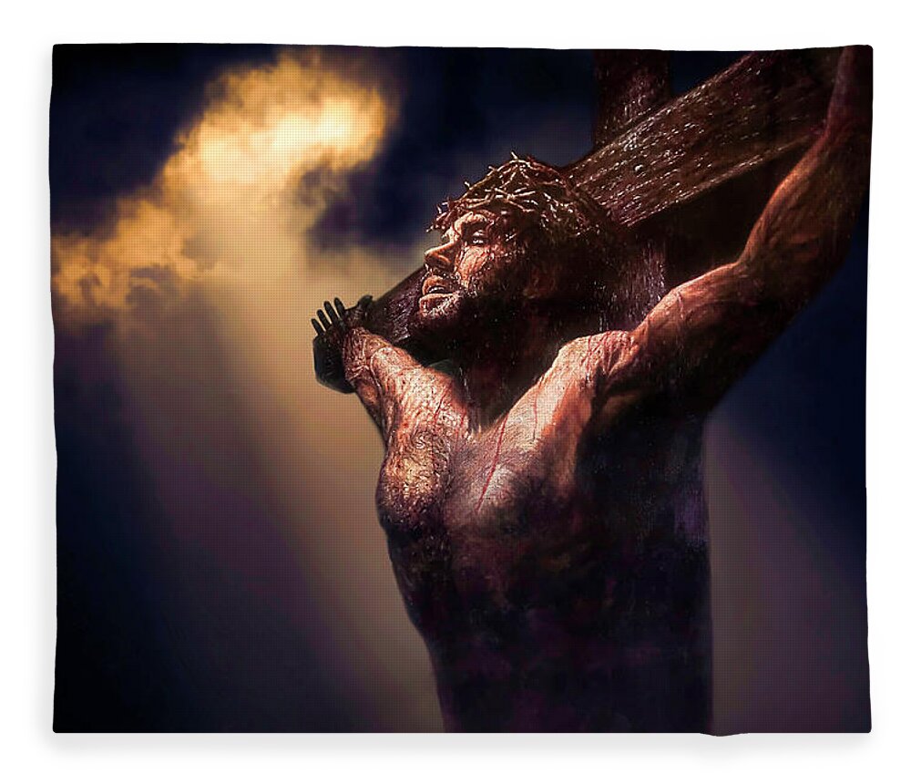 Jesus Christ Fleece Blanket featuring the photograph Father, Into Your Hands I Commend My Spirit by Donna Kennedy