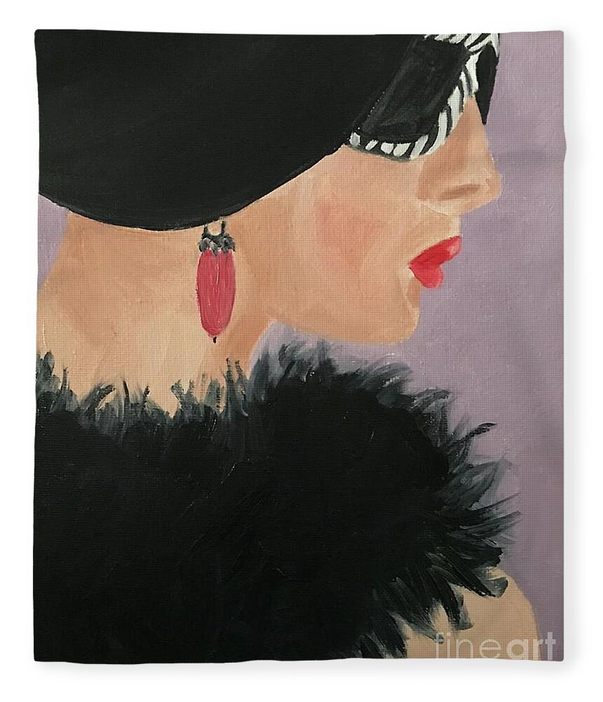 Original Art Work Fleece Blanket featuring the painting Femme Fatale #3/3 by Theresa Honeycheck