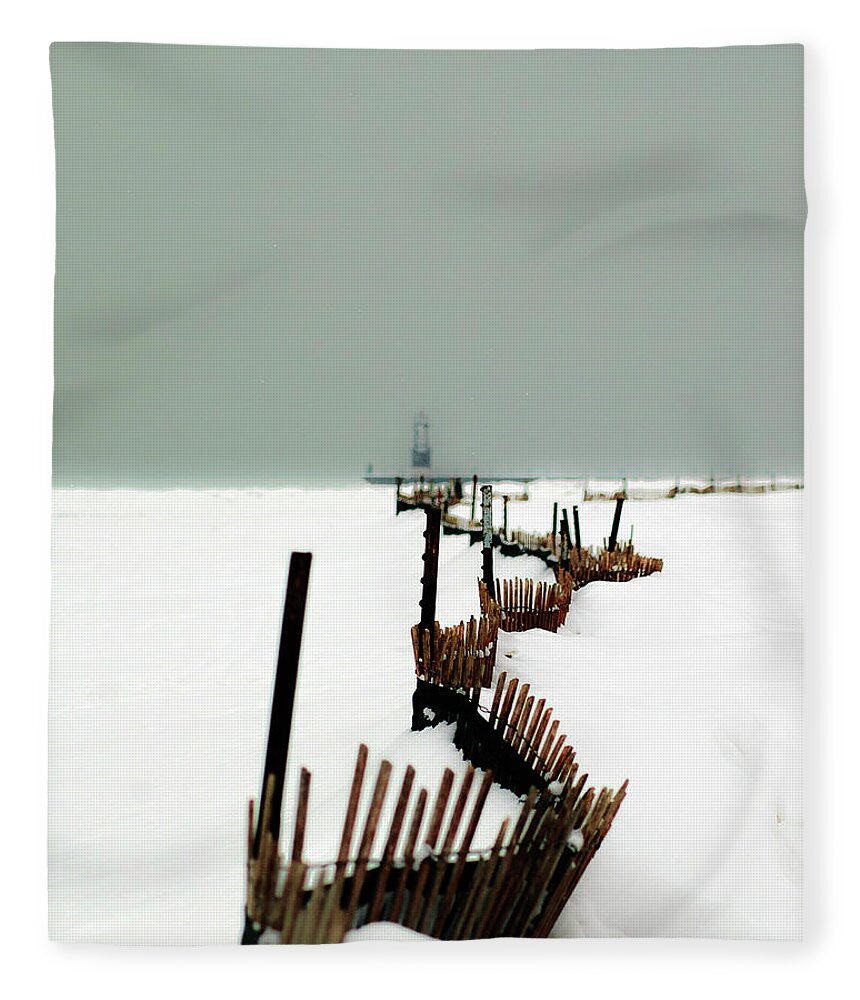 Tranquility Fleece Blanket featuring the photograph Fence In Snow by Afsana