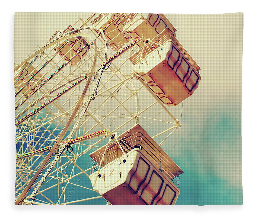 Outdoors Fleece Blanket featuring the photograph Ferris Wheel Against The Summer Sky by Amanda Mabel Photography
