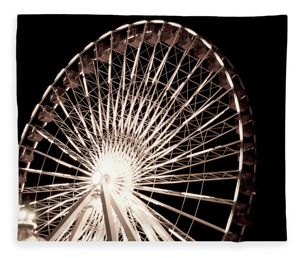 Blurred Motion Fleece Blanket featuring the photograph Ferris Wheel At Night by Stacey newman