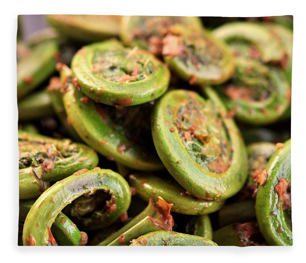 Italian Food Fleece Blanket featuring the photograph Fiddlehead Ferns by Image By Michael Talalaev