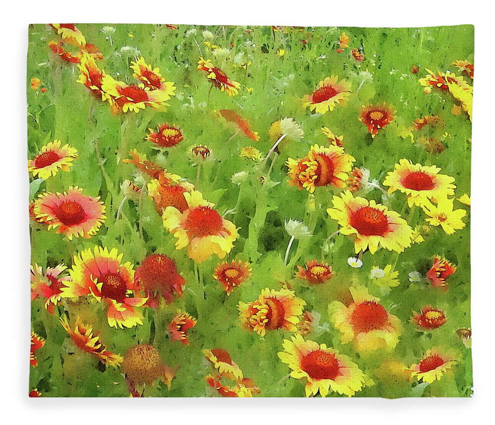 Wild Flowers Fleece Blanket featuring the photograph Fields of Gold - Wildflowers by Andrea Kollo