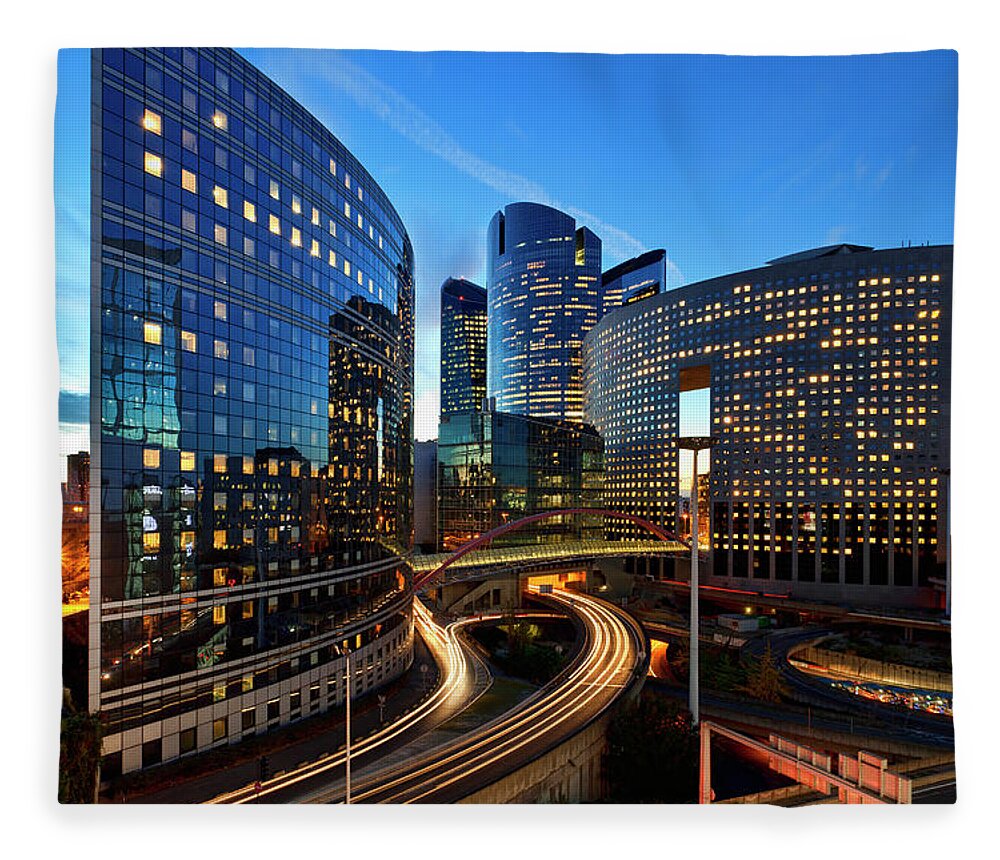 Downtown District Fleece Blanket featuring the photograph Financial District, La Defense, Paris by Sylvain Sonnet