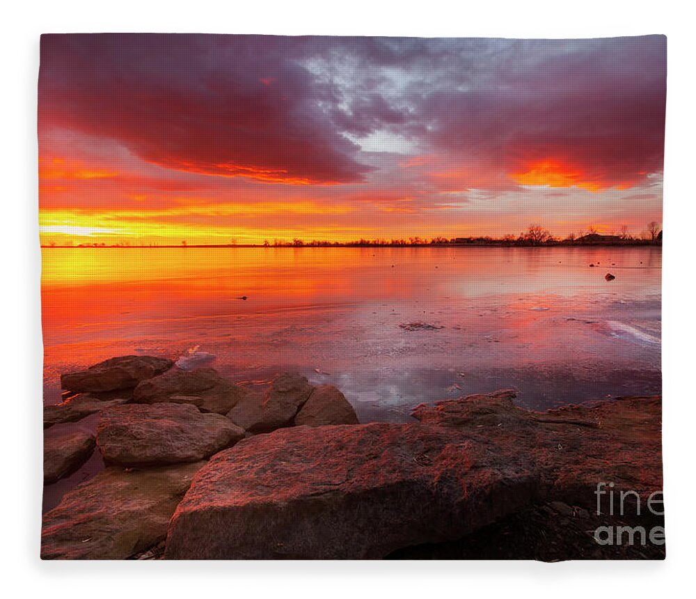 Sunrise Fleece Blanket featuring the photograph Fire and Ice by Ronda Kimbrow
