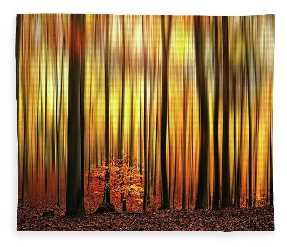 Forest Fleece Blanket featuring the photograph Firewall by Philippe Sainte-Laudy