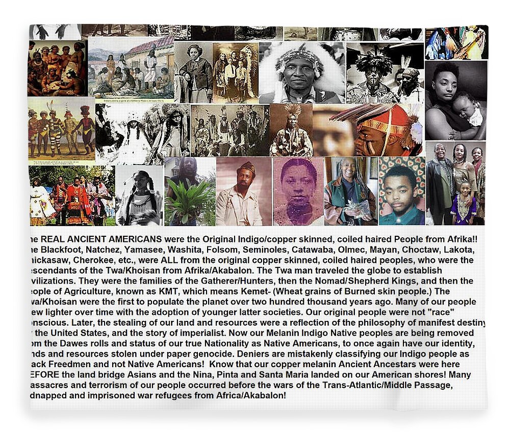Native Americans Fleece Blanket featuring the digital art First Native Americans were Indigo Twa BLACK Afrikans by Adenike AmenRa