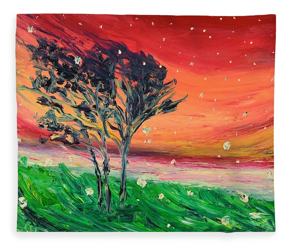 Snow Fleece Blanket featuring the painting First Snow by Chiara Magni
