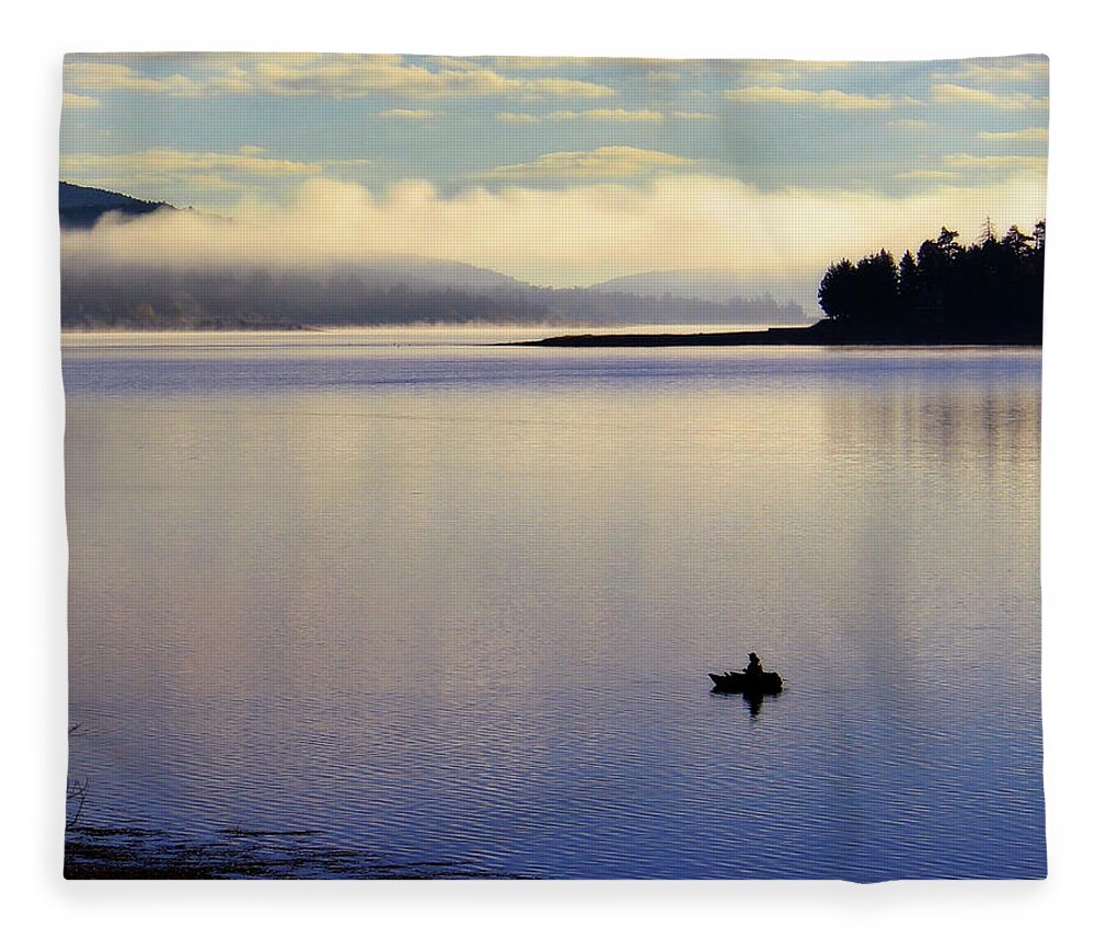 Fisherman Fleece Blanket featuring the photograph Fishing in the Shallows by Timothy Bulone