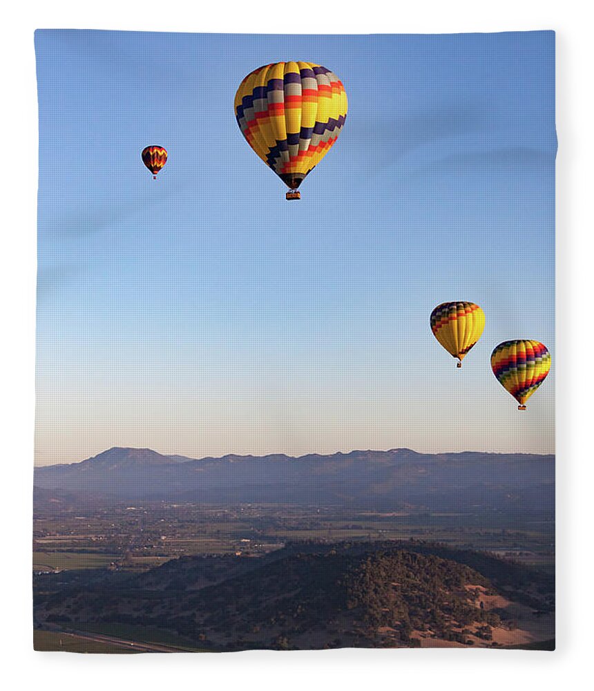 Hot Air Balloon Fleece Blanket featuring the photograph Five Balloons by Ana V Ramirez