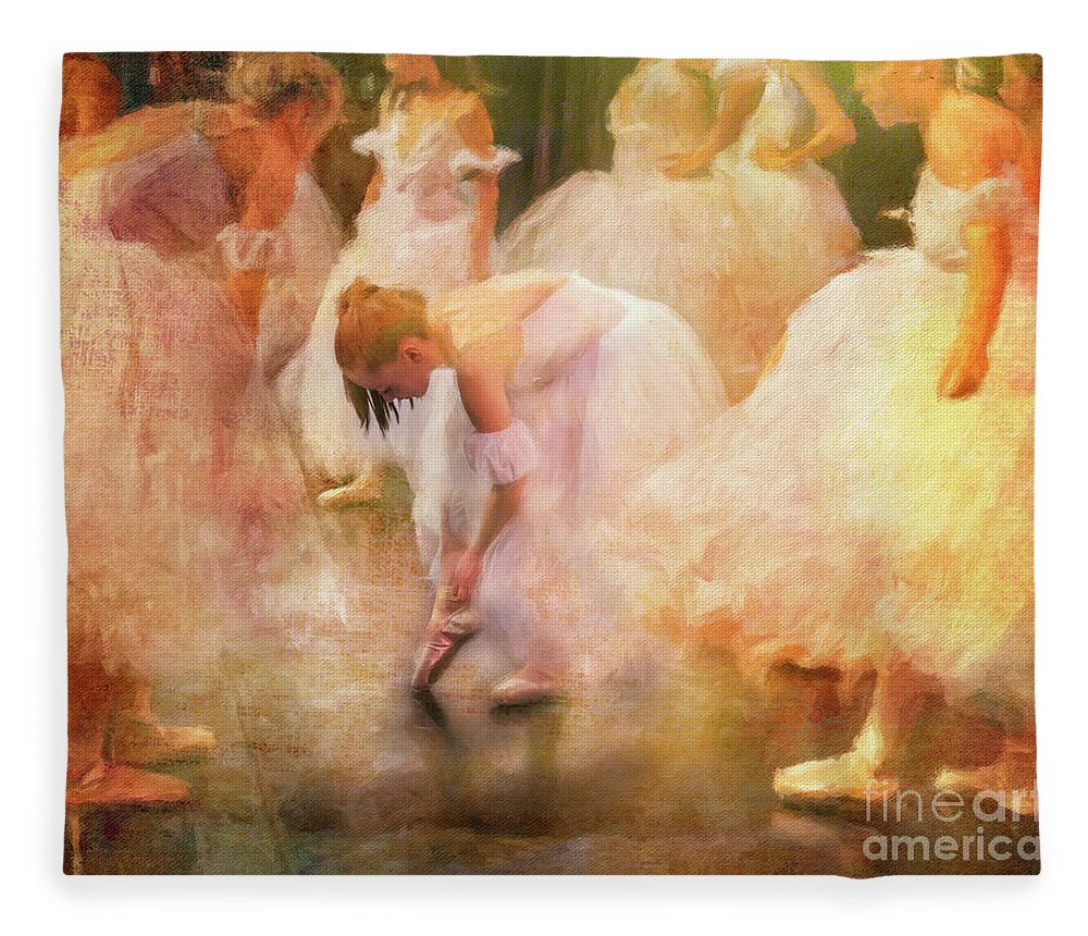 Ballerina Fleece Blanket featuring the photograph Fixing the Ballet Shoe by Craig J Satterlee