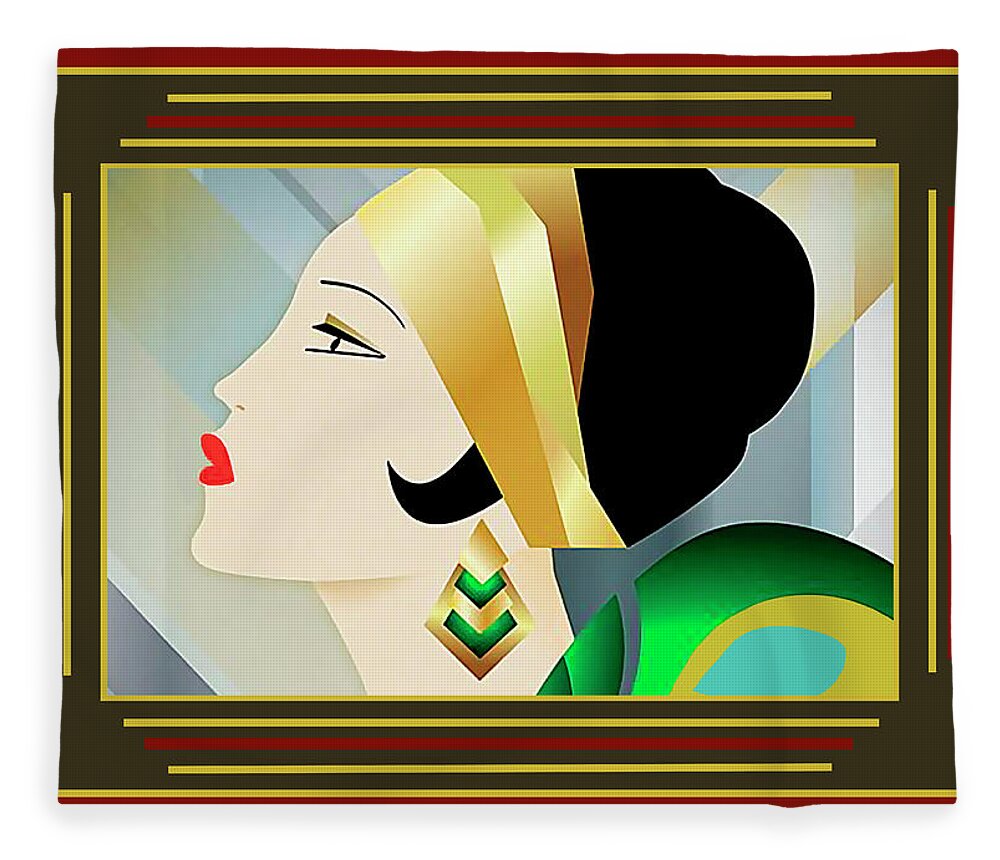 Flapper With Border Fleece Blanket featuring the digital art Flapper With Border by Chuck Staley