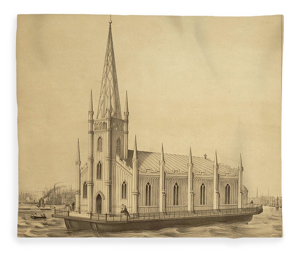 Church Fleece Blanket featuring the mixed media Floating Church of The Redeemer by Dennington