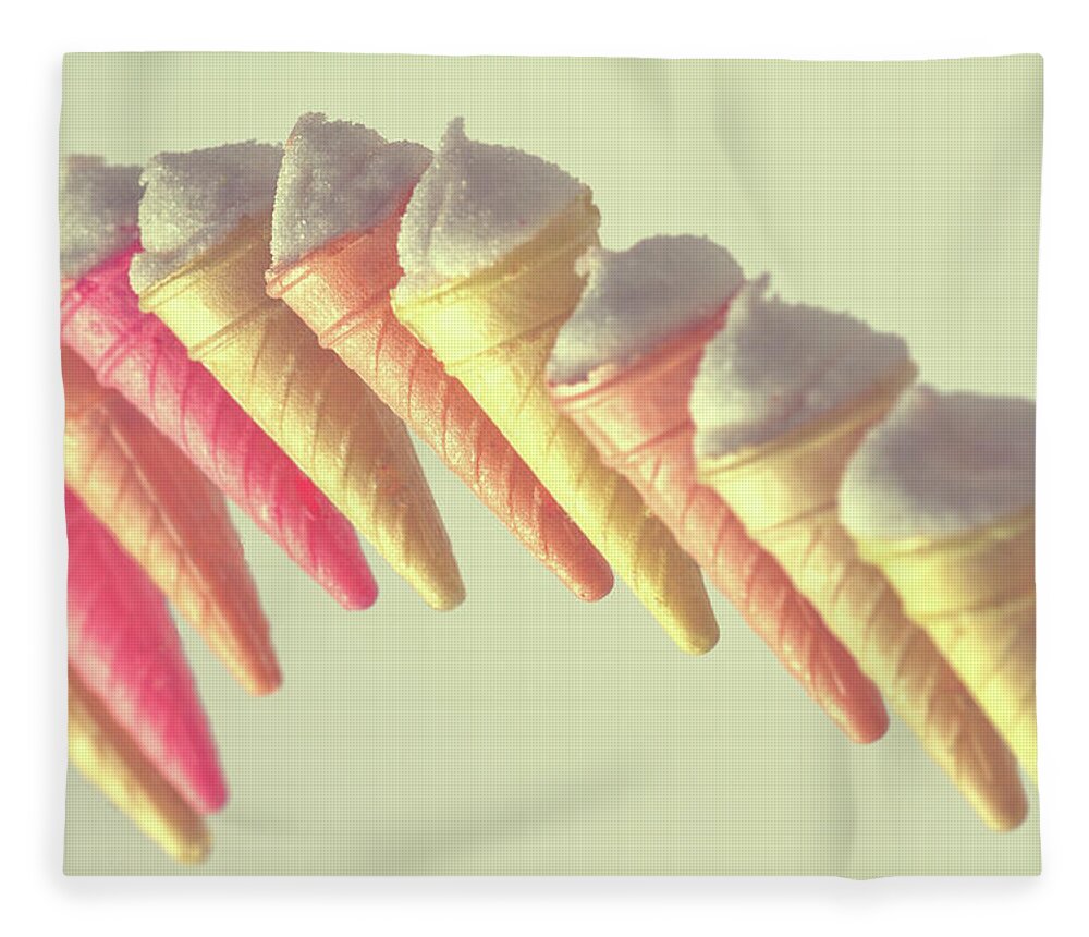 In A Row Fleece Blanket featuring the photograph Floating Ice Cream Cones by Mimo Khair Photography
