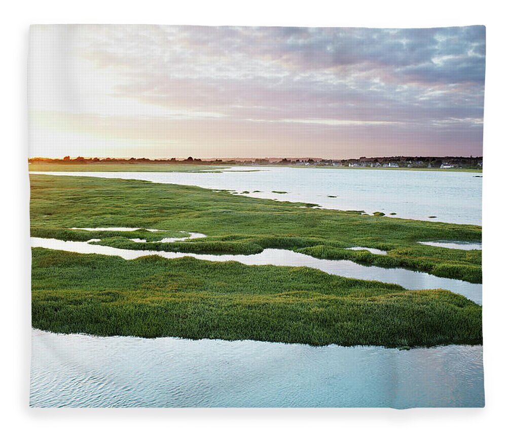 Tranquility Fleece Blanket featuring the photograph Flooded Grass In Normandy by Silvia Otte