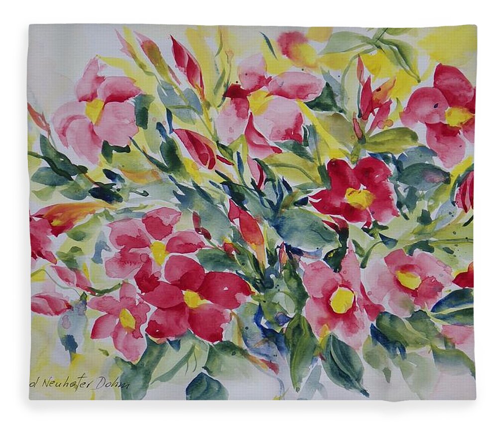 Flowers Fleece Blanket featuring the painting Floral I by Ingrid Dohm