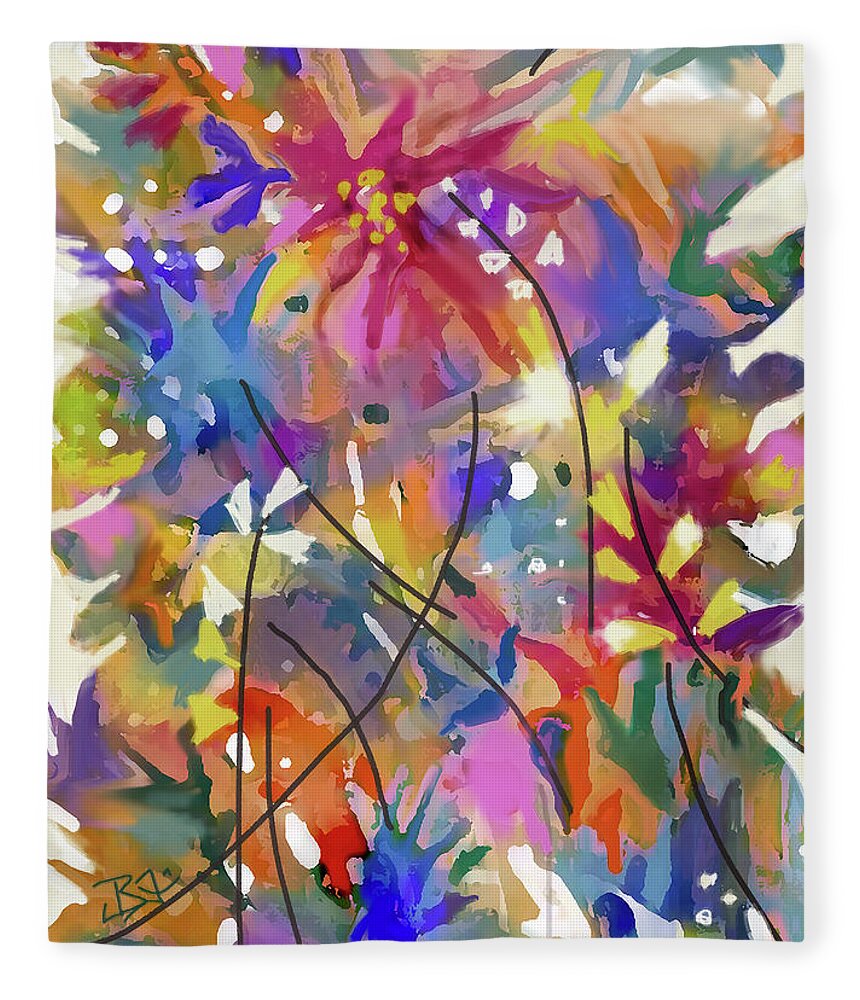 Gorgeous Flowers Fleece Blanket featuring the digital art FLower Bouquet 2 by Jean Batzell Fitzgerald