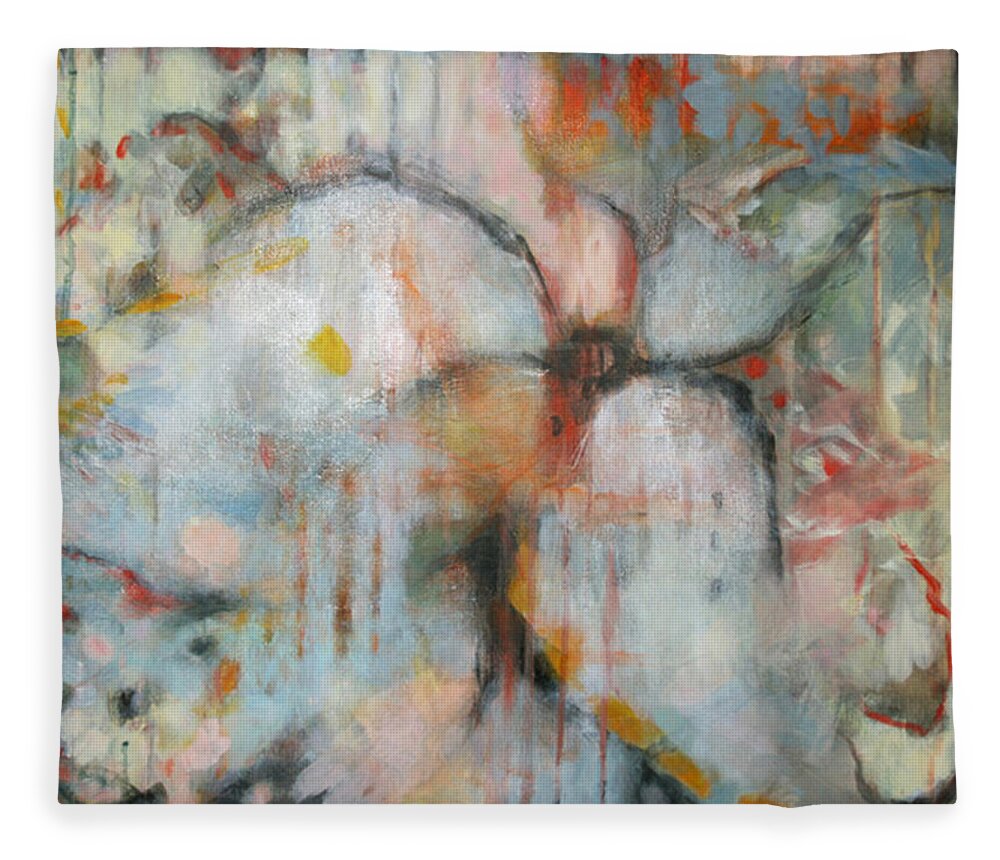 Flower Fleece Blanket featuring the painting Flower Dream II by Janet Zoya