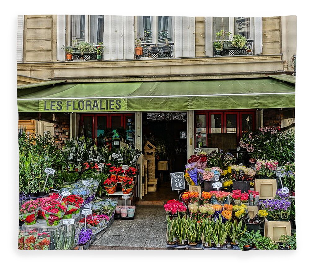 Florists Fleece Blanket featuring the photograph Flower Shop on Rue Cler by Patricia Caron