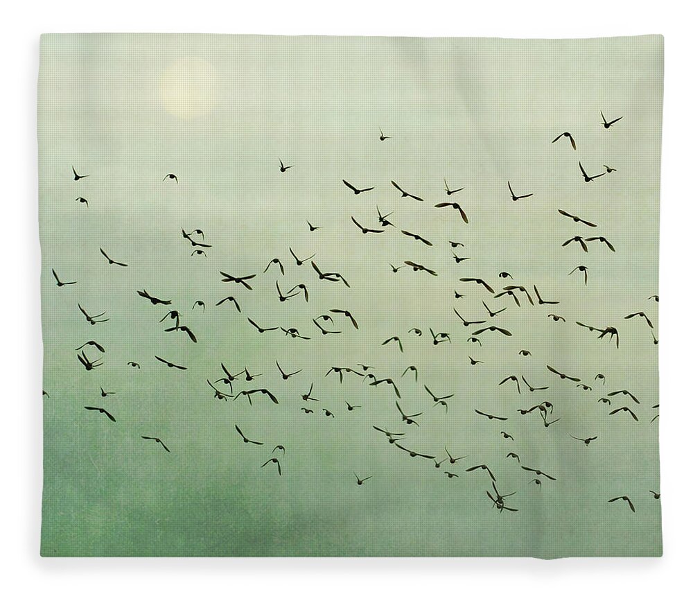 Dawn Fleece Blanket featuring the photograph Flying Flock Of Birds by Laura Ruth