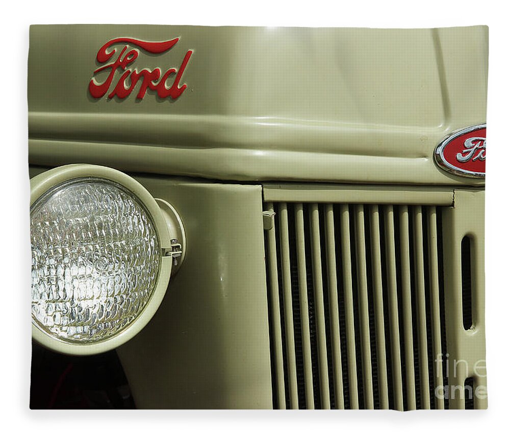 Ford Fleece Blanket featuring the photograph Ford Tractor Headlight by Mike Eingle