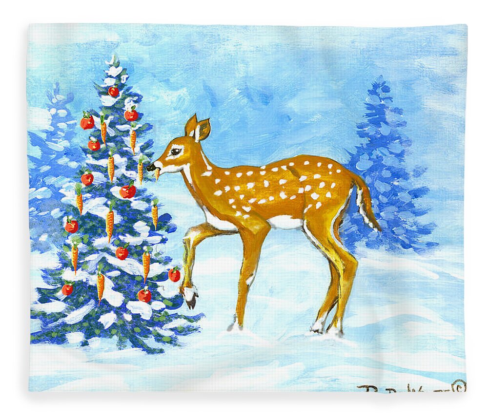 Christmas Fleece Blanket featuring the painting Forest Christmas Banquet Sketch by Richard De Wolfe
