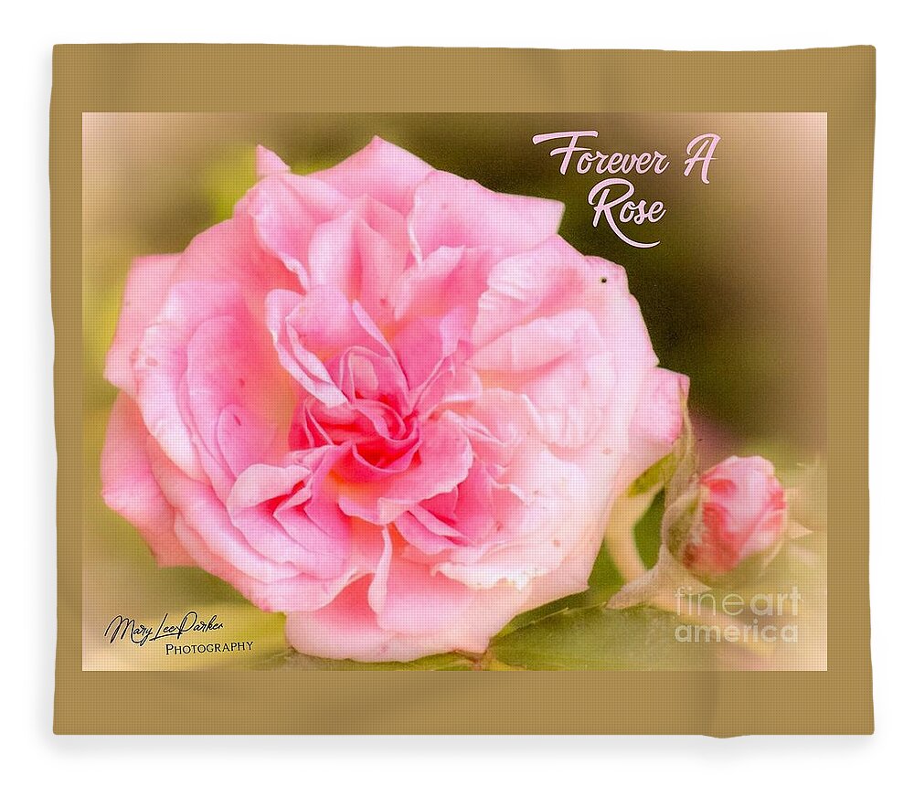Flower Fleece Blanket featuring the mixed media Forever A Rose by MaryLee Parker